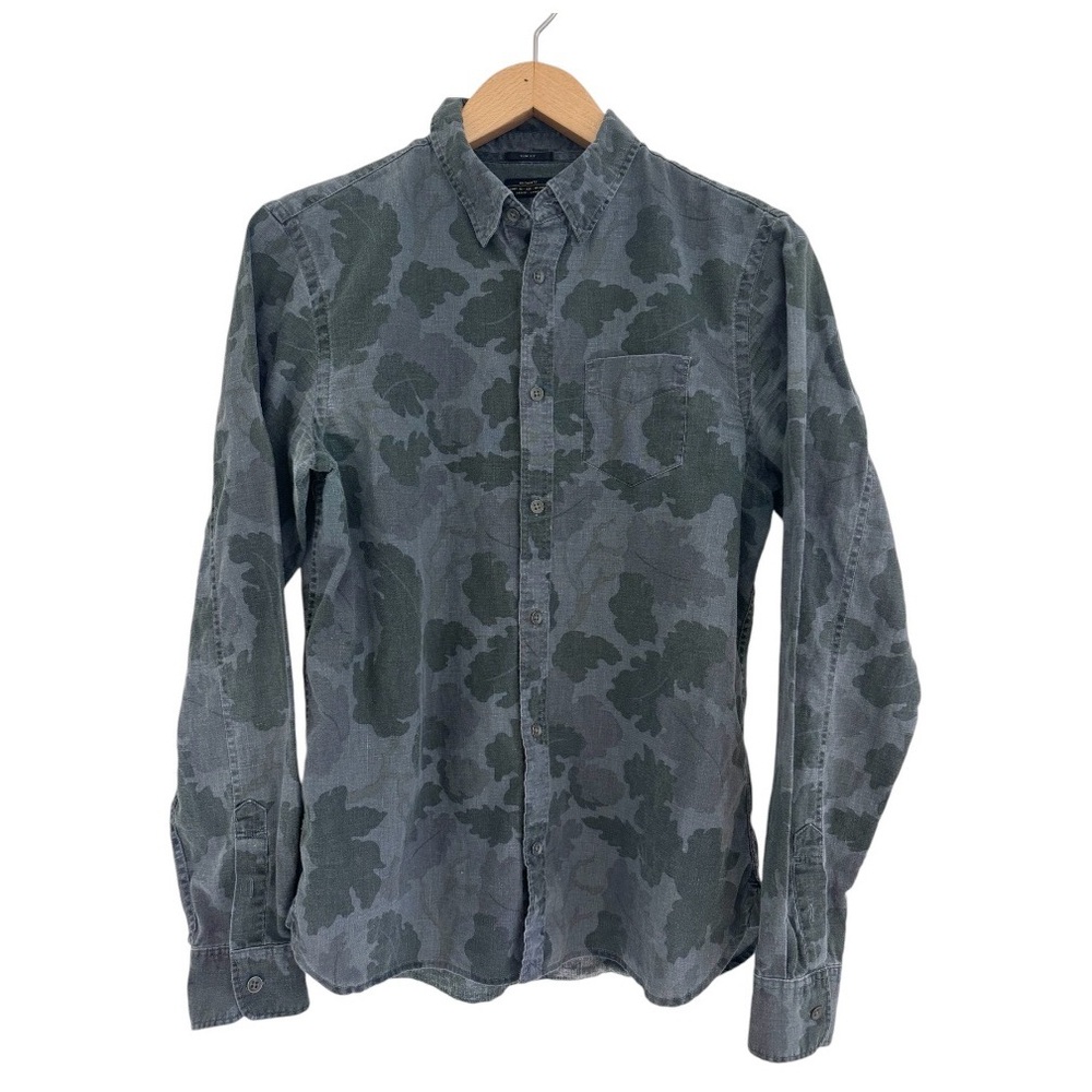 All Saints Gray Camouflage Casual Button Down Shirt
